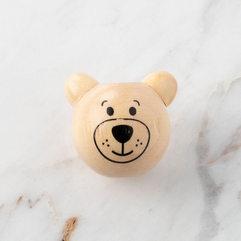 Loren 1 Adet Natural Ayı Figürlü Ahşap Boncuk